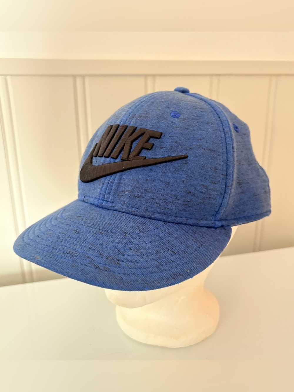 Nike True Game Tech Fleece Snapback Hat Cap Heather Blue w/ Black Logo Swoosh